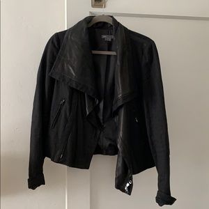 Vince. Linen and Leather moto jacket sz Large